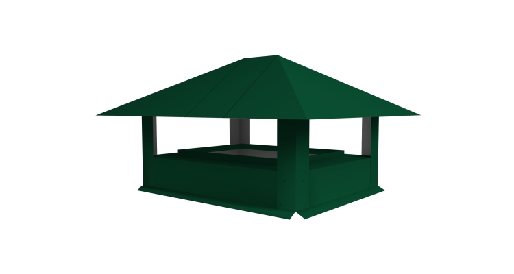 Дымник на трубу 520х390мм 0.5 Satin с пленкой RAL 6005 зеленый мох