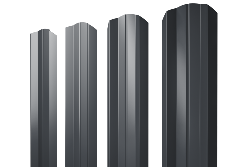 Штакетник М-образный А фигурный 0,4 PE-Double RAL 7024 мокрый асфальт