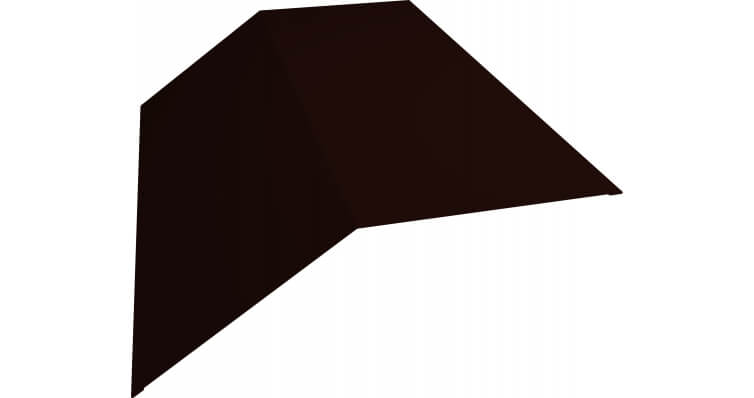 Планка конька плоского 190х190 0,5 GreenCoat Pural BT с пленкой RR 32 темно-коричневый (RAL 8019 серо-коричневый) (2м)