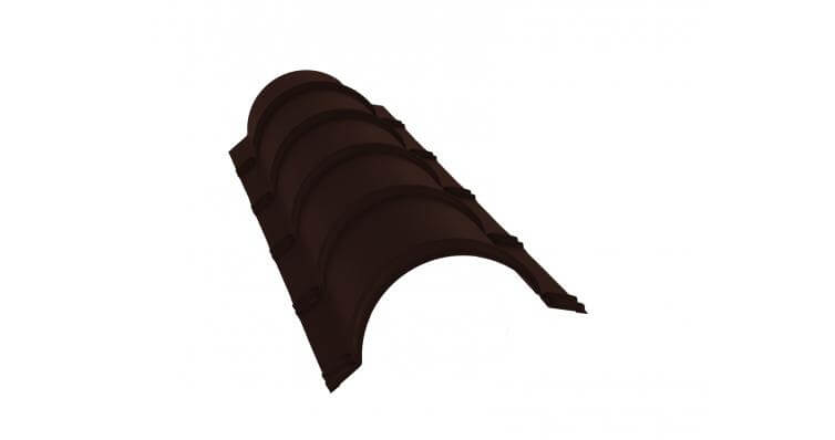 Планка малого конька полукруглого 0,5 GreenCoat Pural BT с пленкой RR 887 шоколадно-коричневый (RAL 8017 шоколад) (1,97м)