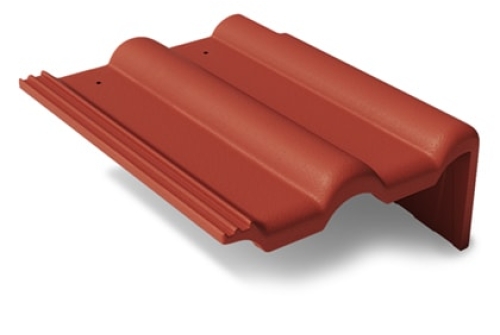 Боковая цементно-песчаная черепица Braas Франкфуртская правая, вишня