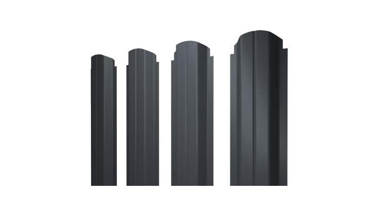 Штакетник П-образный А фигурный 0,45 Drap TwinColor RAL 7024 мокрый асфальт