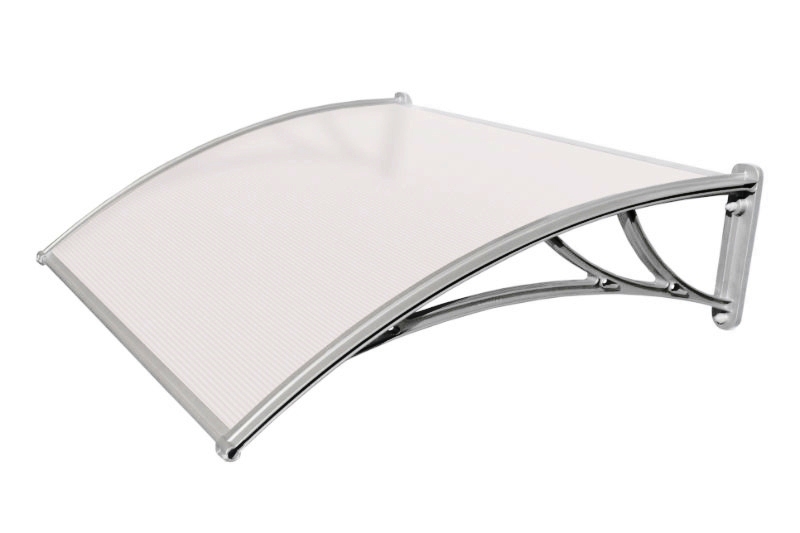 Козырек Krovent из поликарбоната 1500х930х280 молочный (серебристый кронштейн)