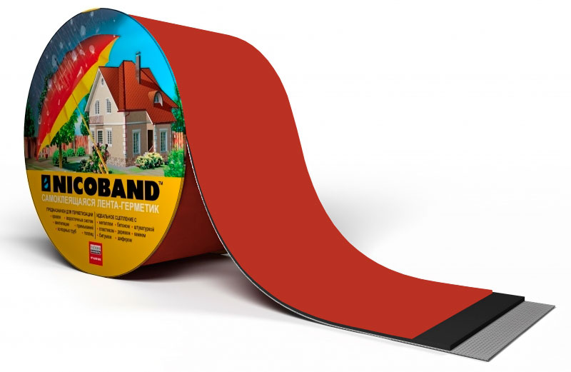 Лента герметизирующая Технониколь Nicoband самоклеящаяся 10мх20см, красная