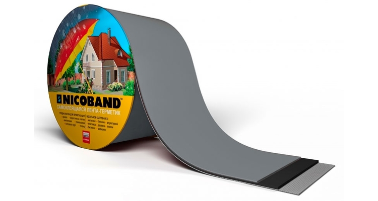Лента герметизирующая Технониколь Nicoband самоклеящаяся 10мх10см, темно-серая