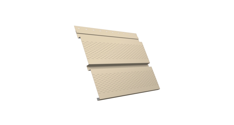 Софит металлический Квадро Брус без перфорации 0,5 Satin с пленкой RAL 1015 светлая слоновая кость