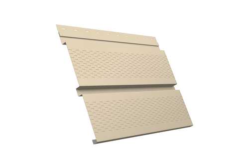 Софит металлический Квадро Брус с перфорацией 0,5 Satin с пленкой RAL 1015 светлая слоновая кость